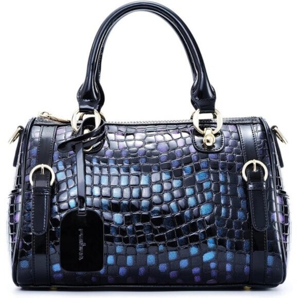 ⚡Women Blue Genuine Leather Tote Handbag Clutch Purse Crossbody Bag - Picture 8 of 9